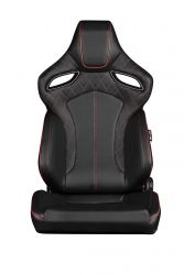 Braum Orue Black Diamond Red Stitching Sport Seats: Pair